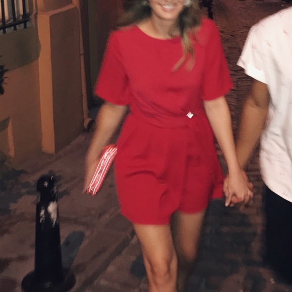 Red ZARA BASIC romper, size Small - Picture 2 of 2